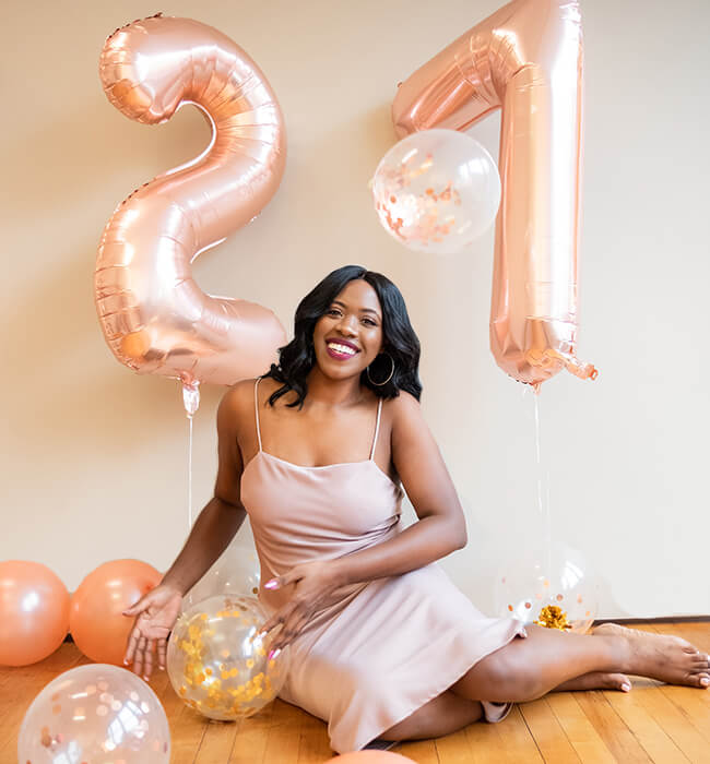 A girl celebrating her 21st birthday