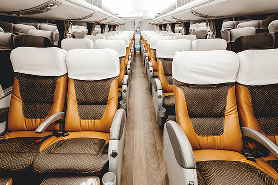 reclining seats on charter bus